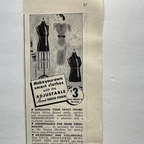 L & M Dress Form Co 1930s Vintage Print Ad Dressmaking Sewing Seamstress - Picture 2 of 4